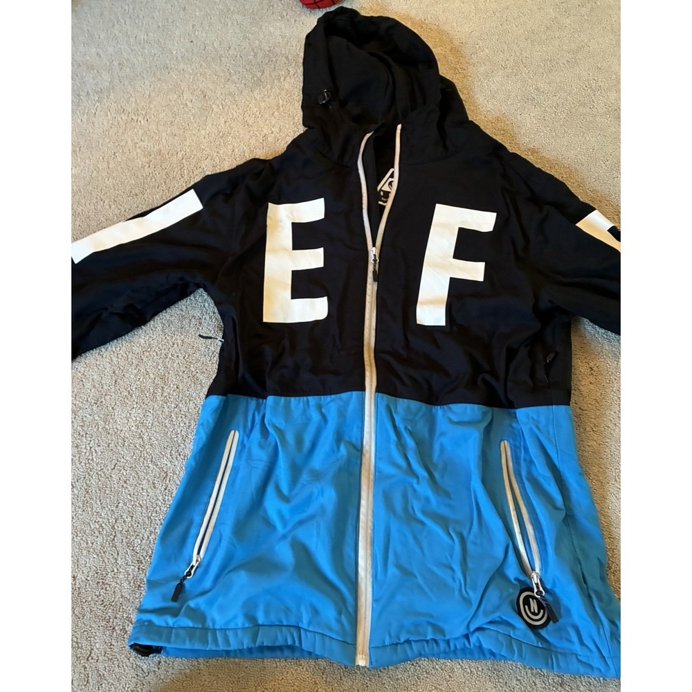 Neff Men's XL Snowboard Jacket Blue Teal Hooded Vented Softshell Outerwear